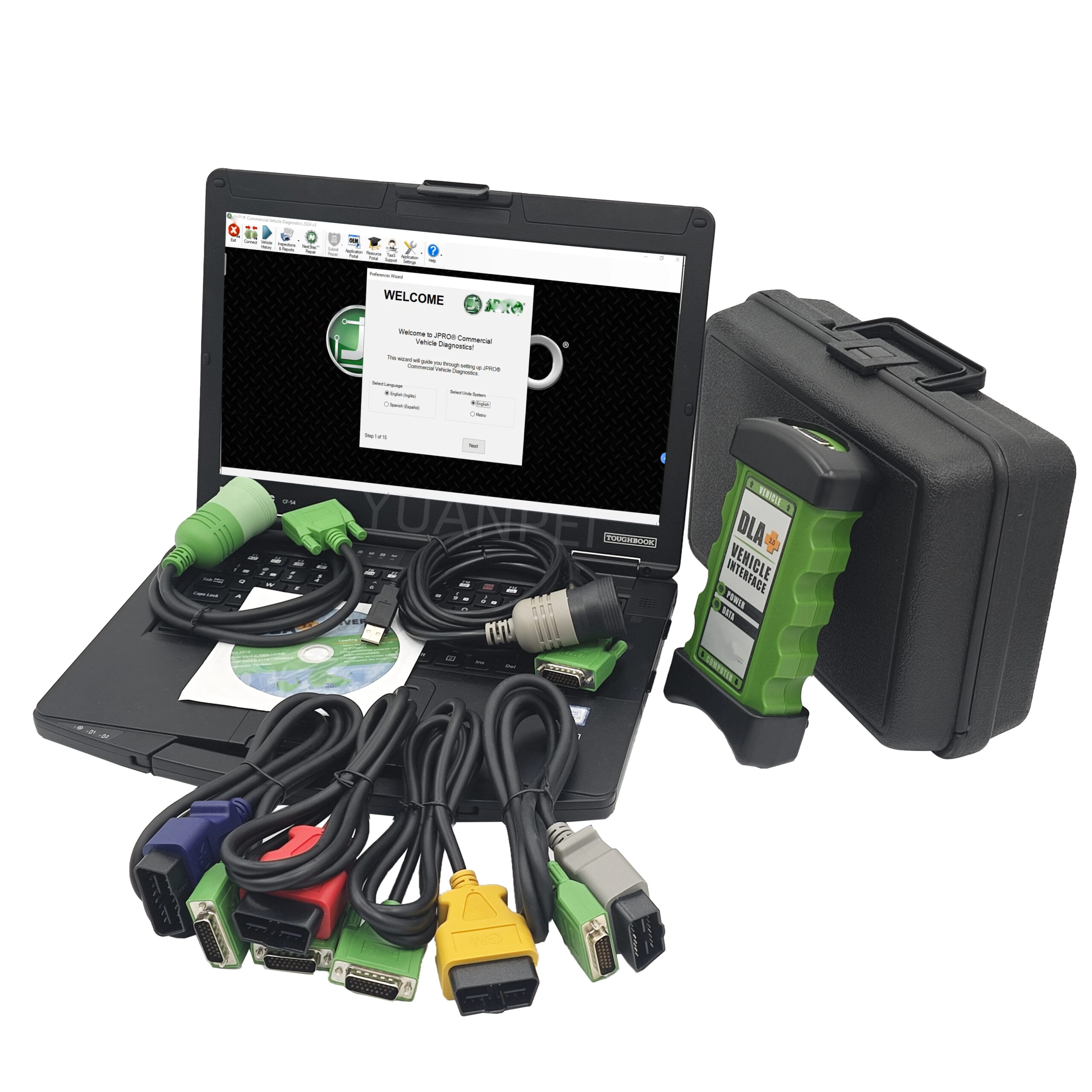 dla+ 2.0 heavy duty truck diagnostic scanner vehicle interface complete adapter kit compatible with jpro professional software dla+ 2.0 heavy duty truck diagnostic scanner vehicle interface complete adapter kit compatible with jpro professional software